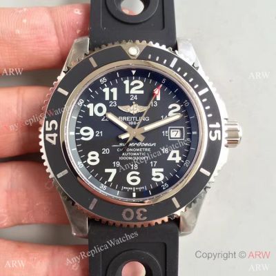 Swiss Breitling Super Ocean Heritage SS Black Rubber Replica Watch